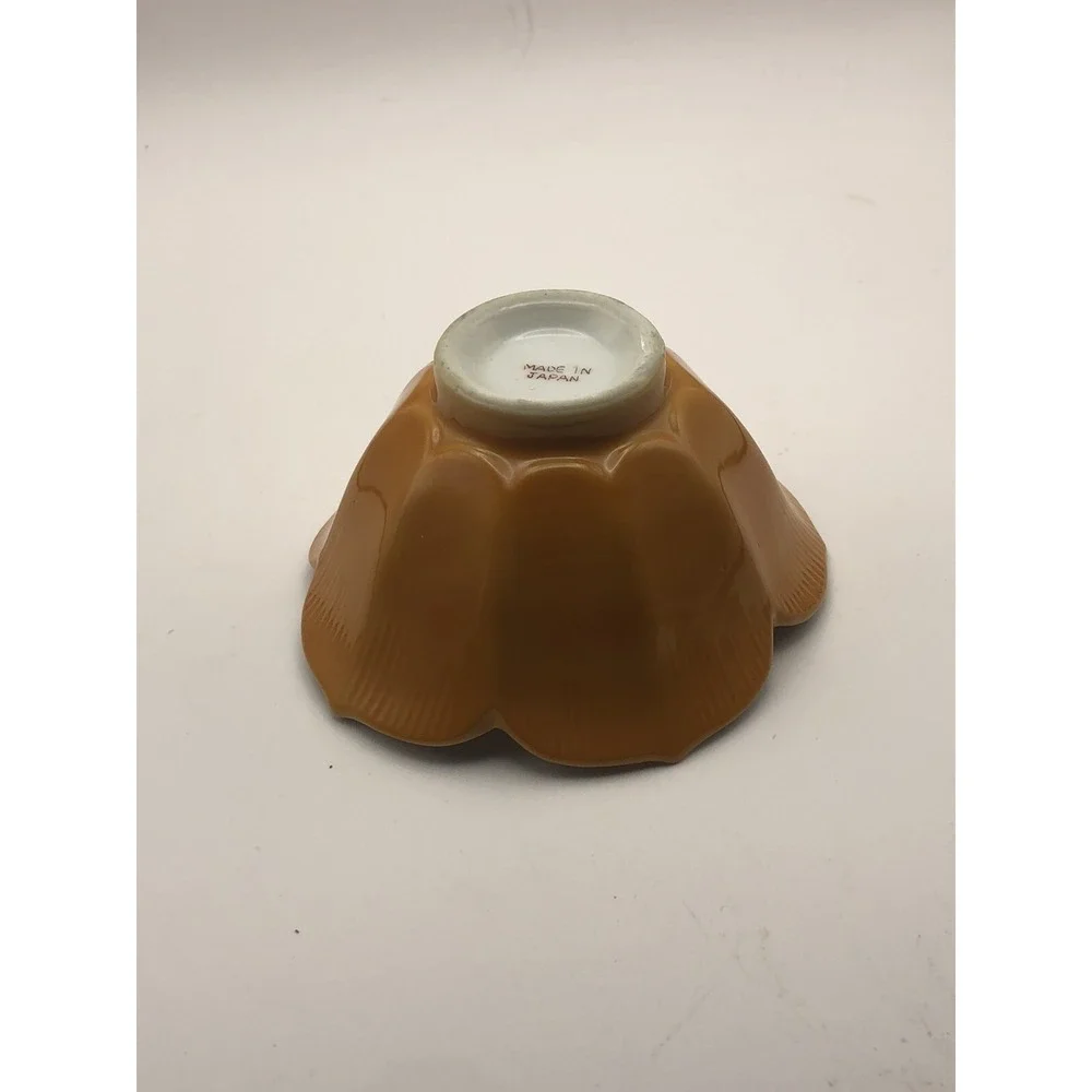 VTG Lotus Blossom Shaped Rice Bowl Burnt Orange